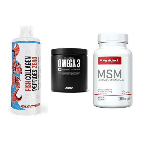 Gelenk-Set: MST Fish Collagen + Big Zone Omega 3 + Body Attack MSM – alle enthaltenen Artikel