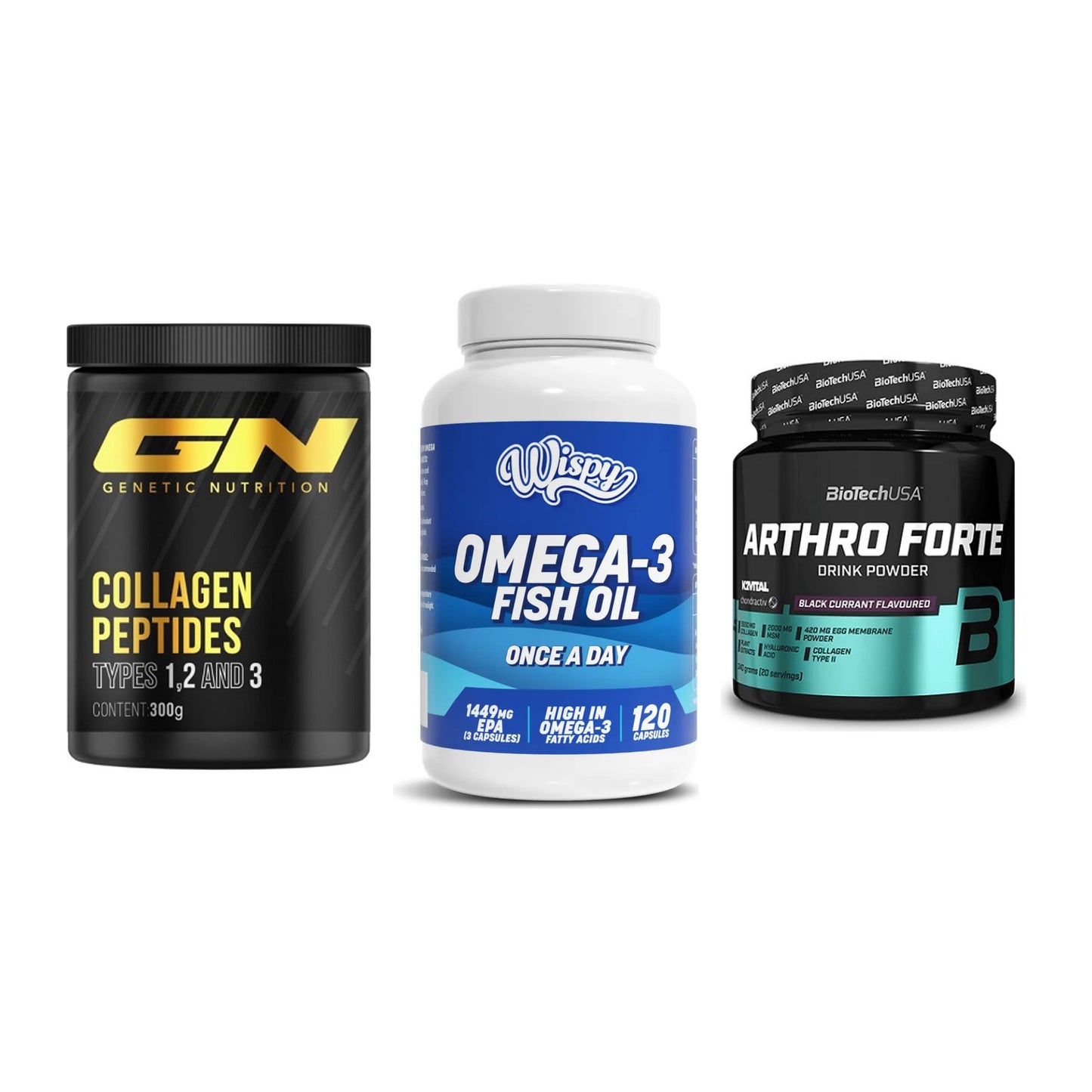 Gelenk-Set: GN Peptan + Wispy Omega 3 + BioTech Arthro – alle enthaltenen Artikel