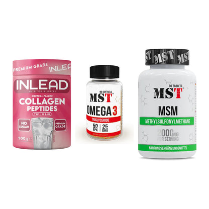 Gelenk-Set: INLEAD Collagen + MST Omega 3 + MST MSM 2000 / – alle enthaltenen Artikel