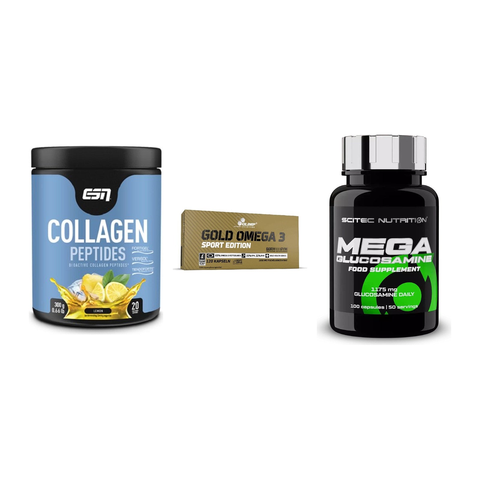 Gelenk-Set: ESN Collagen + Olimp Omega 3 + Scitec Mega – alle enthaltenen Artikel