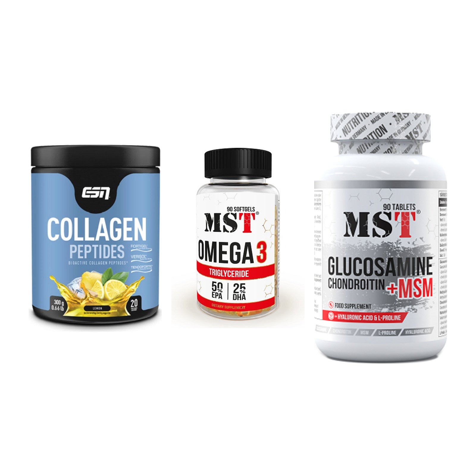 Gelenk-Set: ESN Collagen + MST Omega 3 + MST Glucosamine – alle enthaltenen Artikel