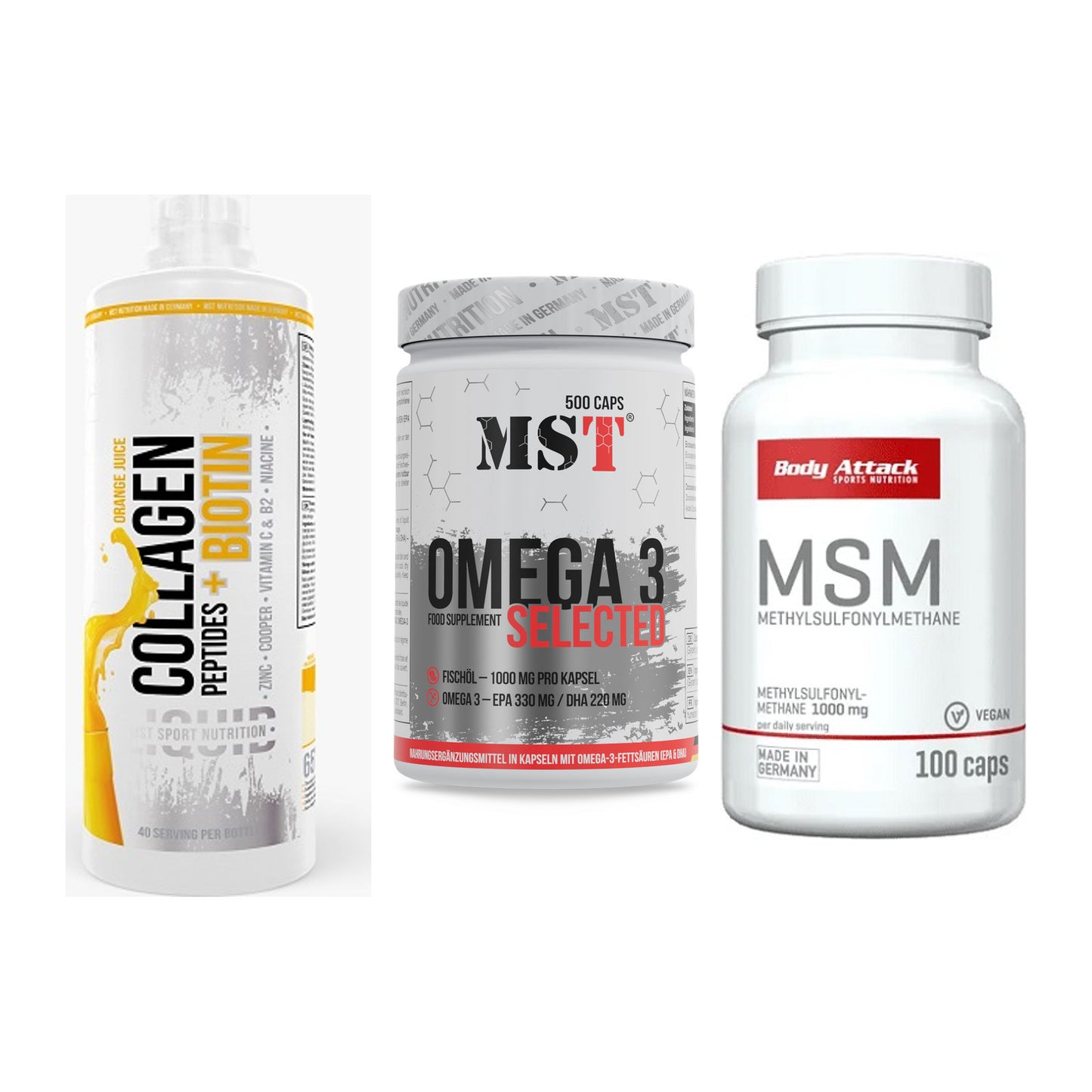 Gelenk-Set: MST Collagen + MST Omega 3 + Body Attack MSM – alle enthaltenen Artikel