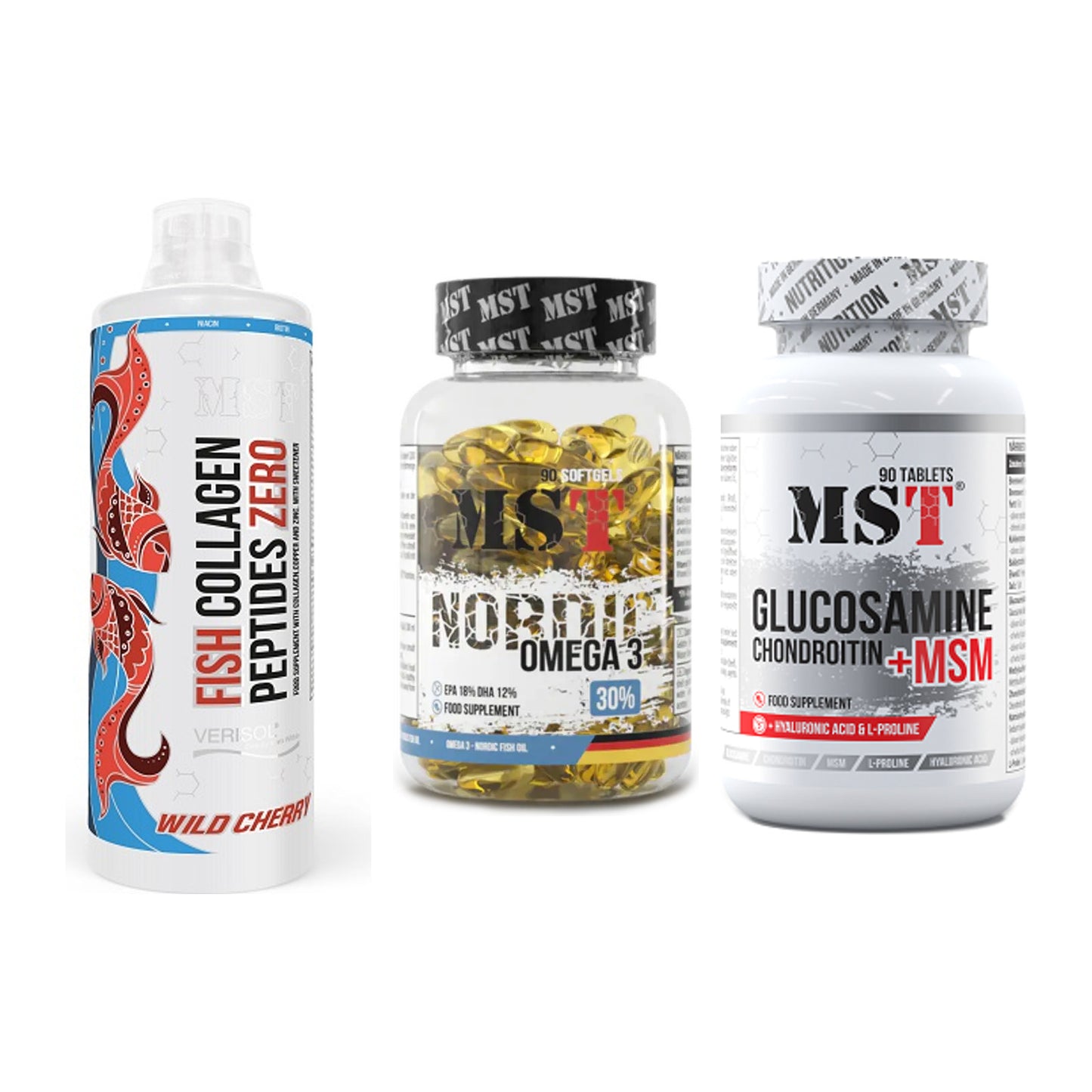 Gelenk-Set: MST Fish Collagen + MST Omega 3 + MST Glucosamine – alle enthaltenen Artikel