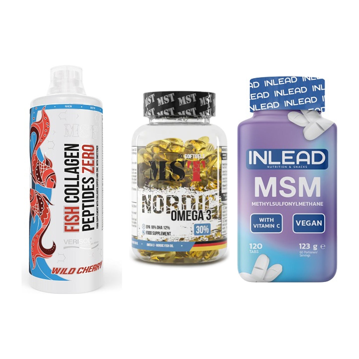 Gelenk-Set: MST Fish Collagen + MST Omega 3 + INLEAD MSM – alle enthaltenen Artikel