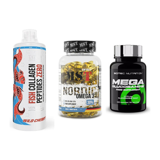 Gelenk-Set: MST Fish Collagen + MST Omega 3 + Scitec Mega – alle enthaltenen Artikel