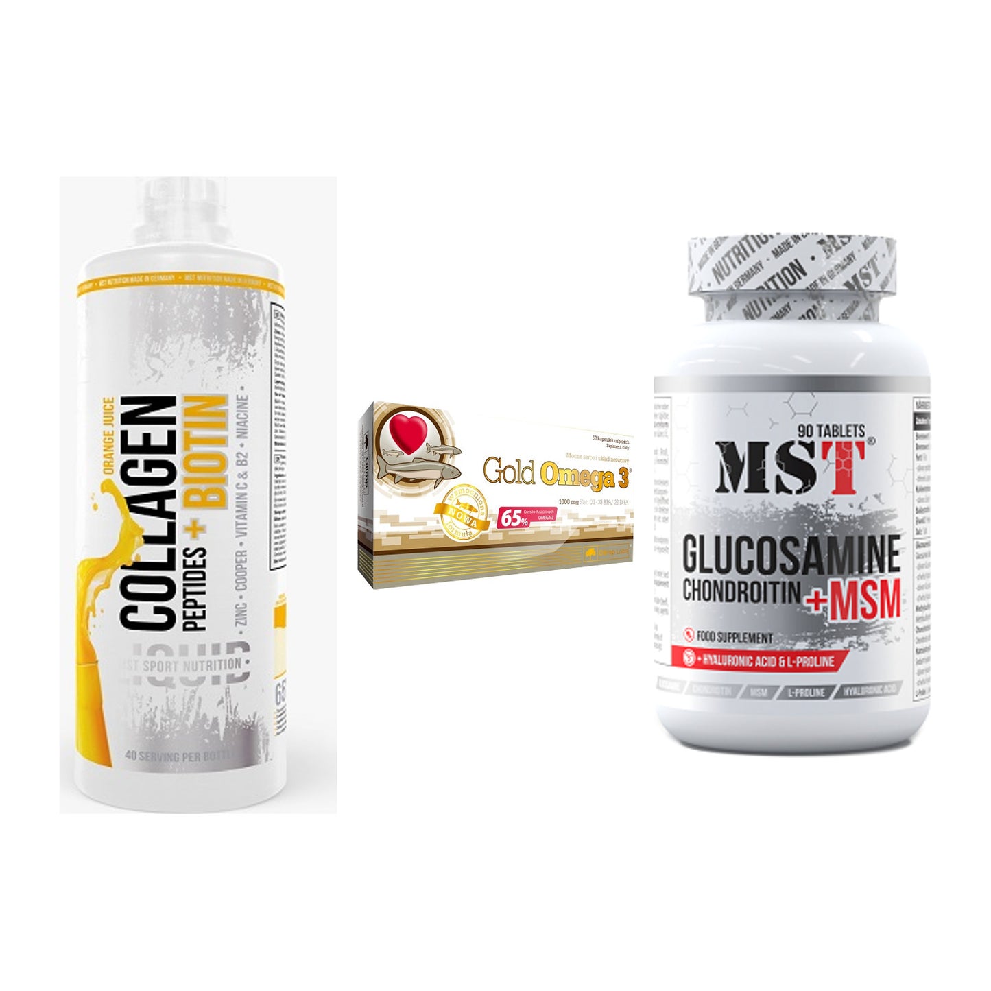 Gelenk-Set: MST Collagen + Olimp Omega 3 + MST Glucosamine – alle enthaltenen Artikel