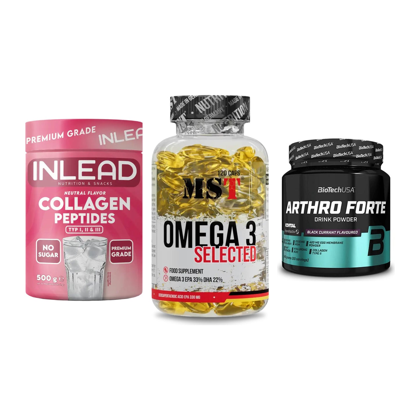 Gelenk-Set: INLEAD Collagen + MST Omega 3 + BioTech Arthro – alle enthaltenen Artikel
