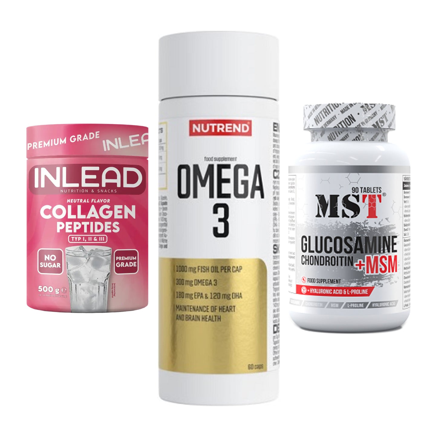 Gelenk-Set: INLEAD Collagen + Nutrend Omega 3 + MST Glucosamine – alle enthaltenen Artikel