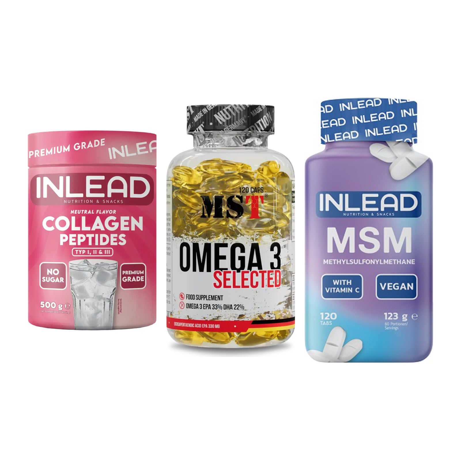 Gelenk-Set: INLEAD Collagen + MST Omega 3 + INLEAD MSM – alle enthaltenen Artikel