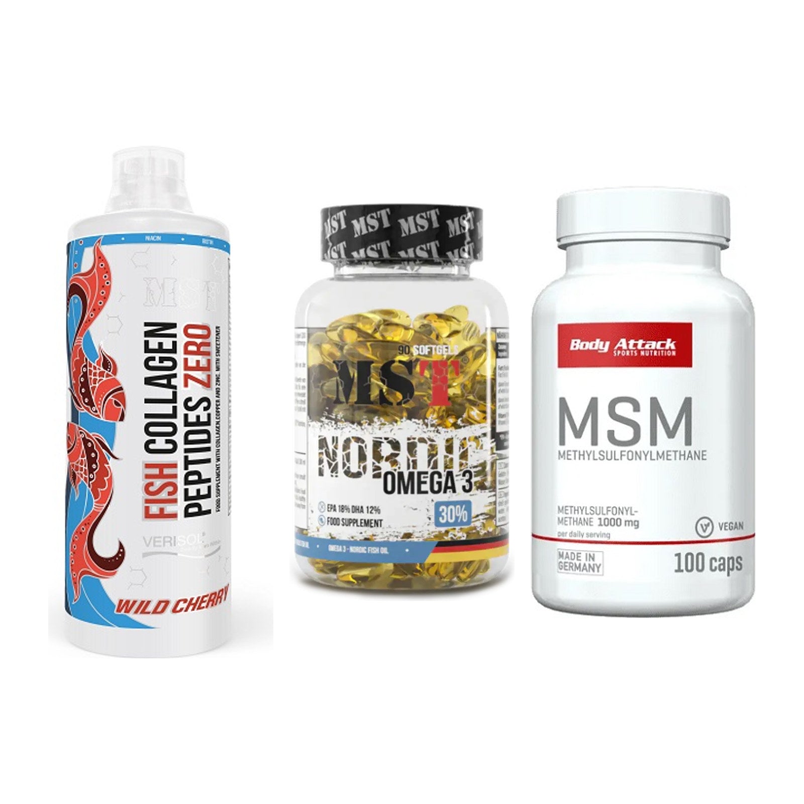 Gelenk-Set: MST Fish Collagen + MST Omega 3 + Body Attack MSM – alle enthaltenen Artikel
