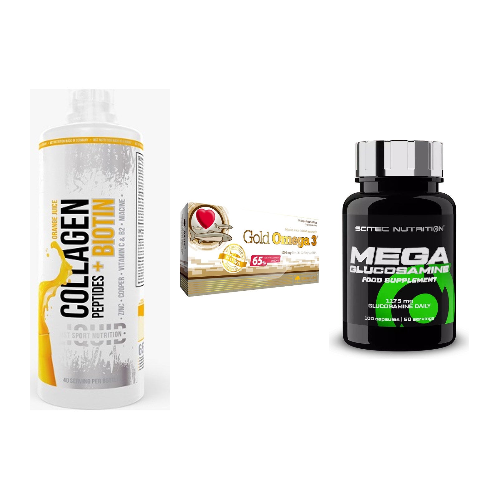 Gelenk-Set: MST Collagen + Olimp Omega 3 + Scitec Mega – alle enthaltenen Artikel