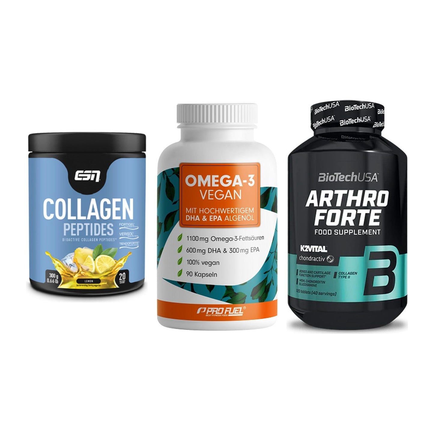 Gelenk-Set: ESN Collagen + ProFuel Omega 3 + BioTech Arthro – alle enthaltenen Artikel
