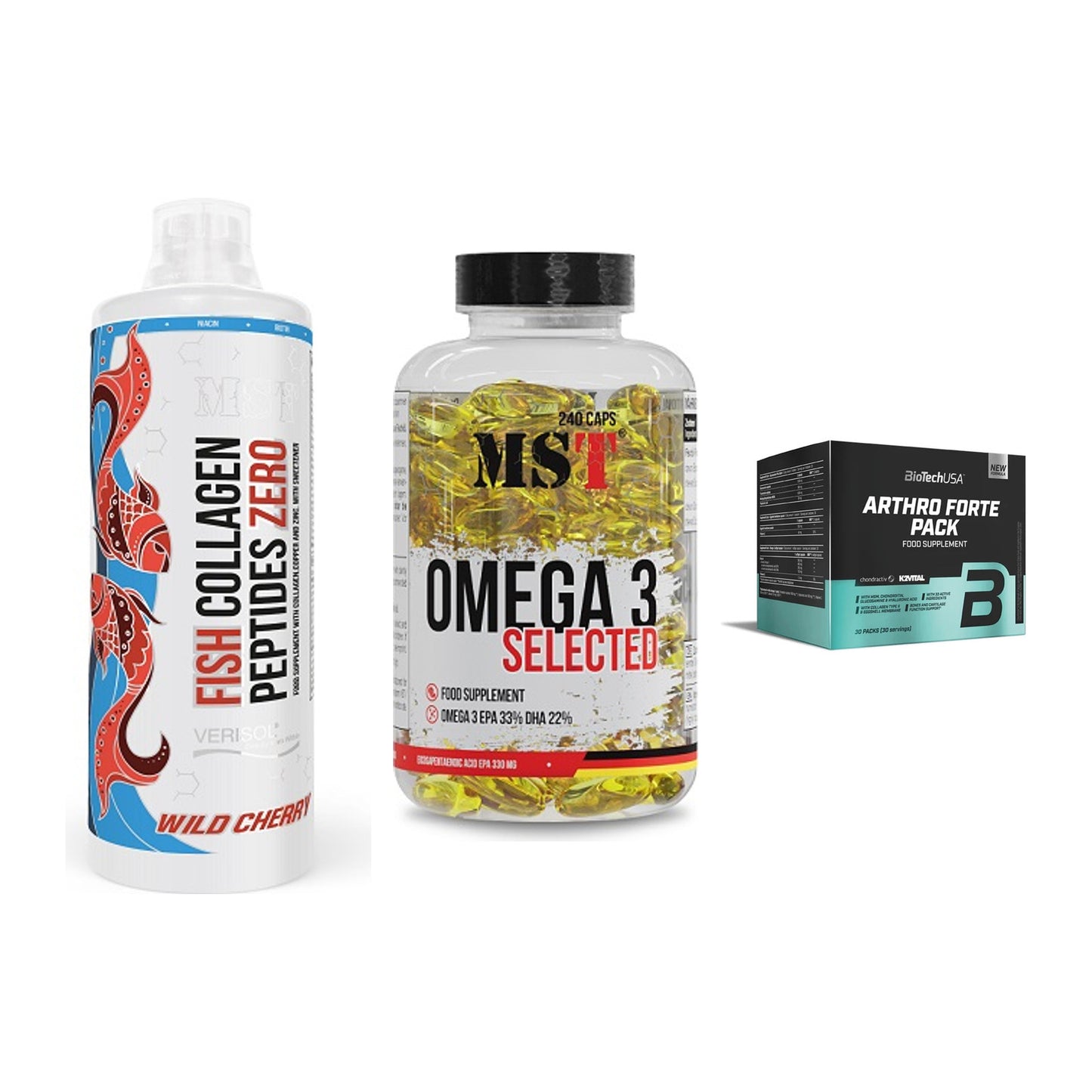 Gelenk-Set: MST Fish Collagen + MST Omega 3 + BioTech Arthro – alle enthaltenen Artikel