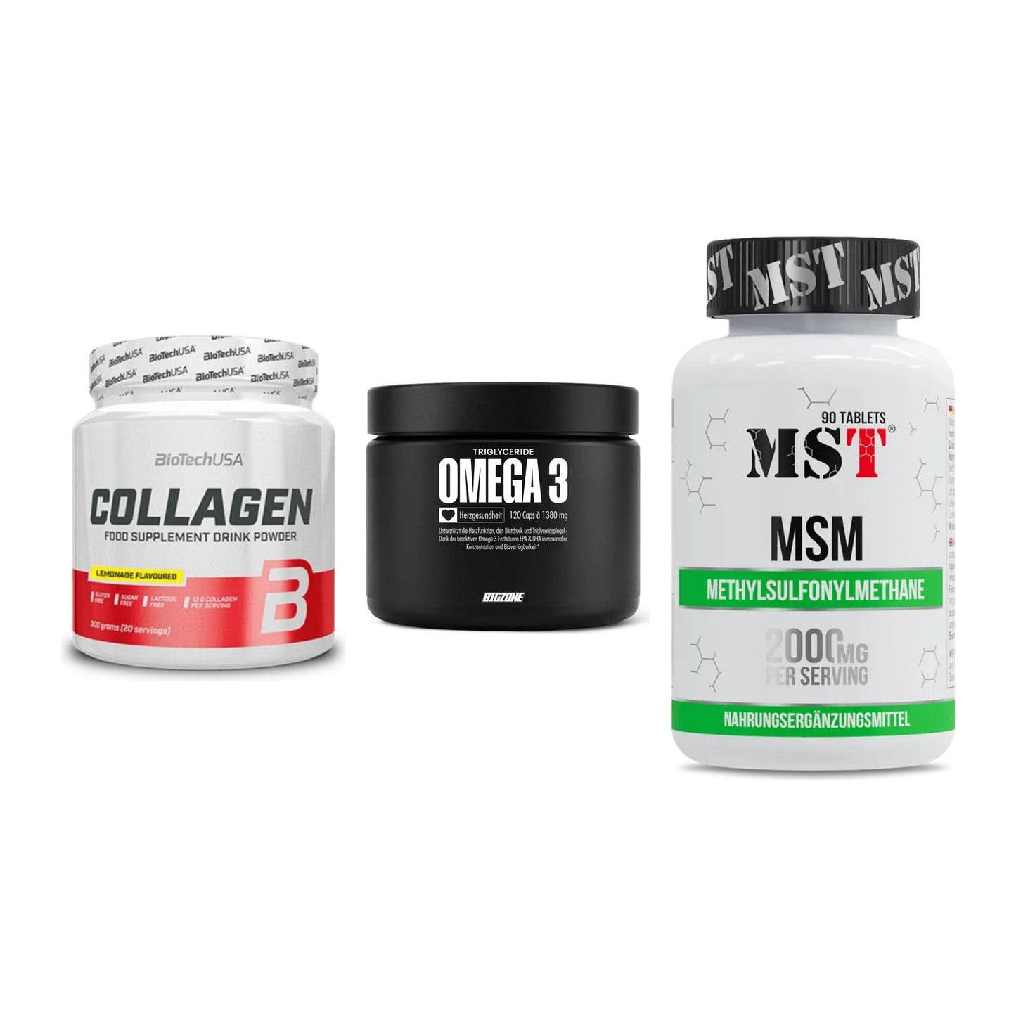 Gelenk-Set: BioTech Collagen + Big Zone Omega 3 + MST MSM 2000 / – alle enthaltenen Artikel