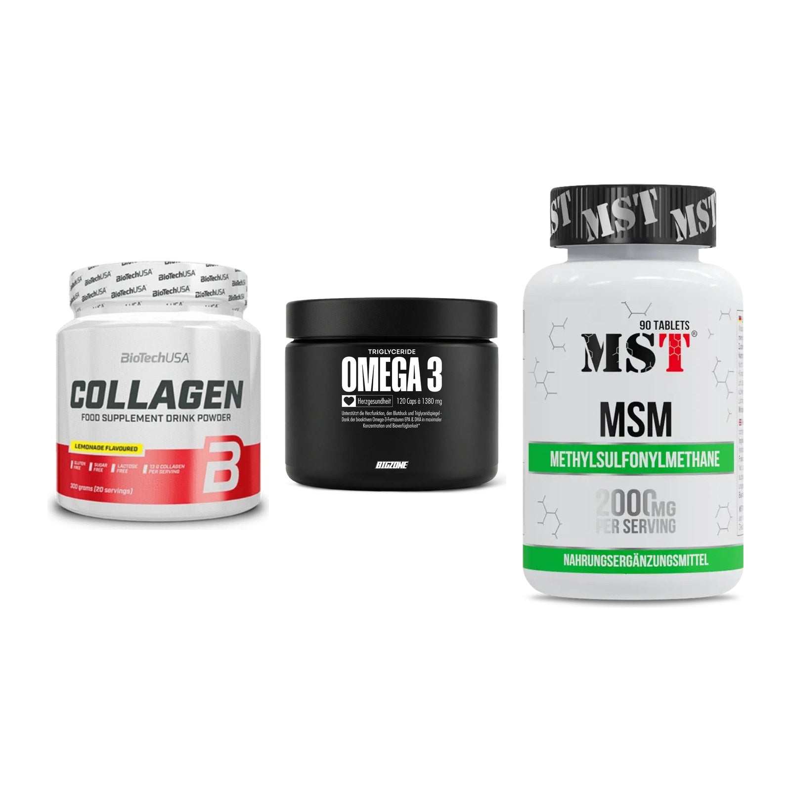 Gelenk-Set: BioTech Collagen + Big Zone Omega 3 + MST MSM 2000 / – alle enthaltenen Artikel