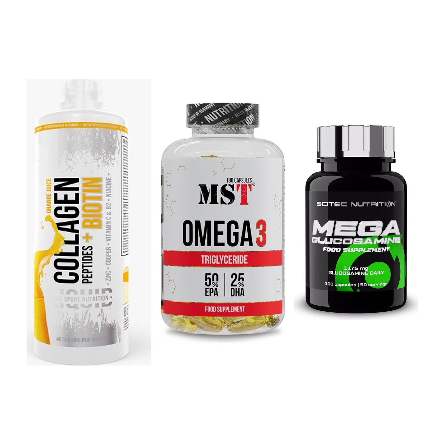 Gelenk-Set: MST Collagen + MST Omega 3 + Scitec Mega – alle enthaltenen Artikel