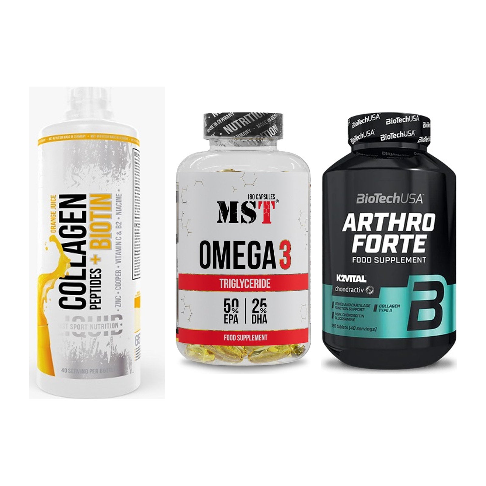 Gelenk-Set: MST Collagen + MST Omega 3 + BioTech Arthro – alle enthaltenen Artikel