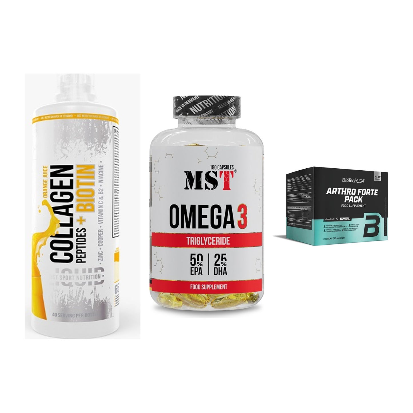 Gelenk-Set: MST Collagen + MST Omega 3 + BioTech Arthro – alle enthaltenen Artikel