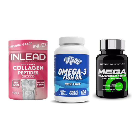 Gelenk-Set: INLEAD Collagen + Wispy Omega 3 + Scitec Mega – alle enthaltenen Artikel