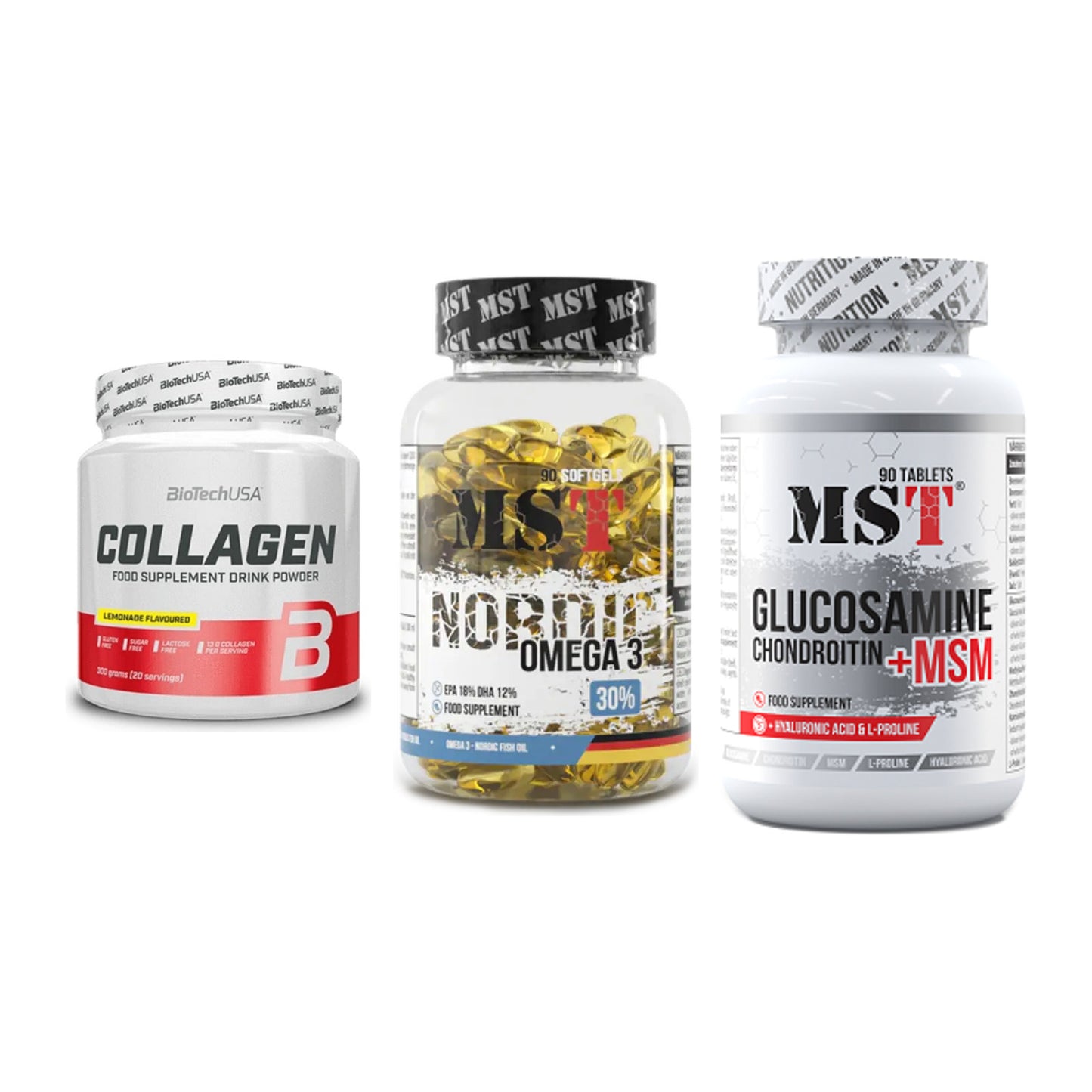 Gelenk-Set: BioTech Collagen + MST Omega 3 + MST Glucosamine – alle enthaltenen Artikel