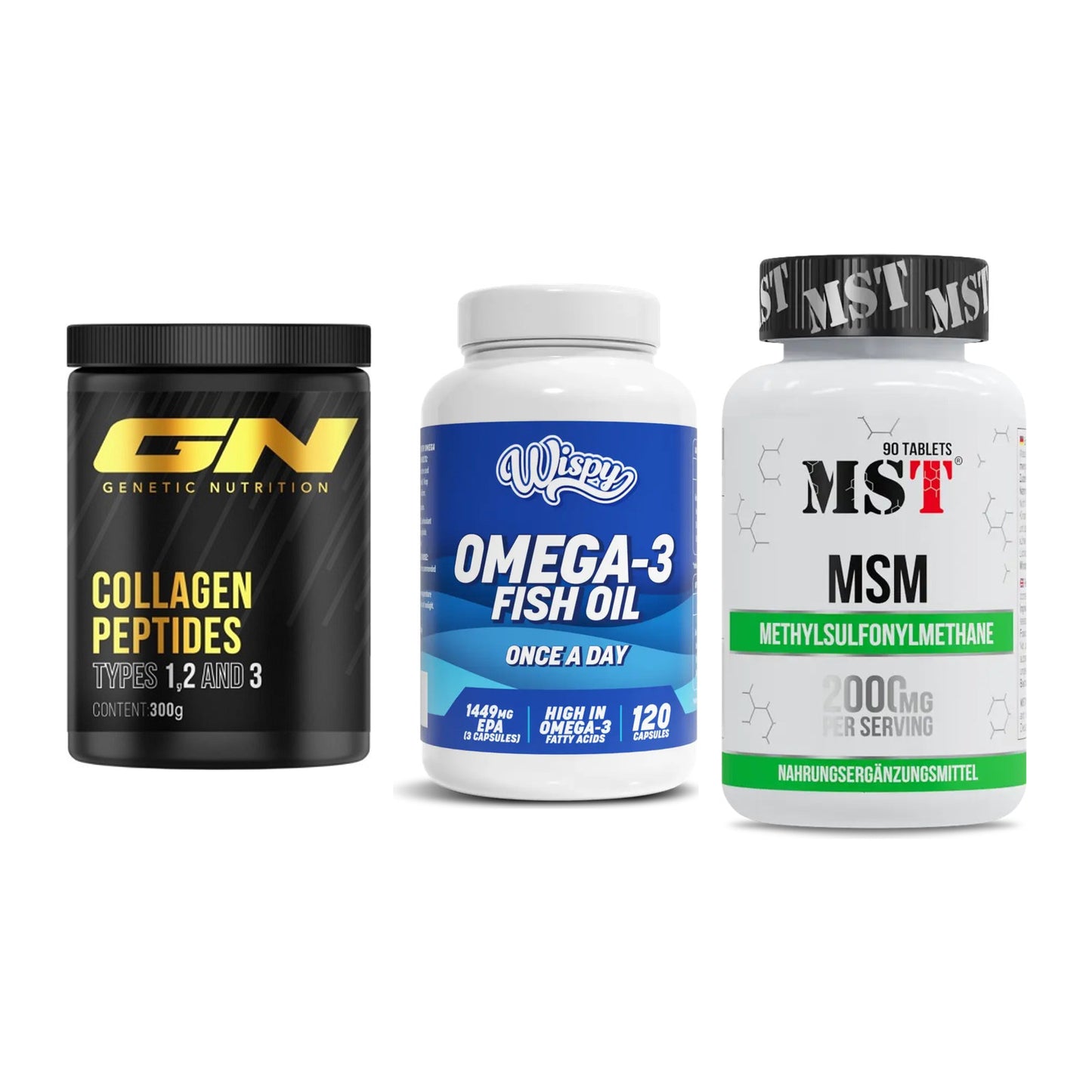 Gelenk-Set: GN Peptan + Wispy Omega 3 + MST MSM 2000 / – alle enthaltenen Artikel