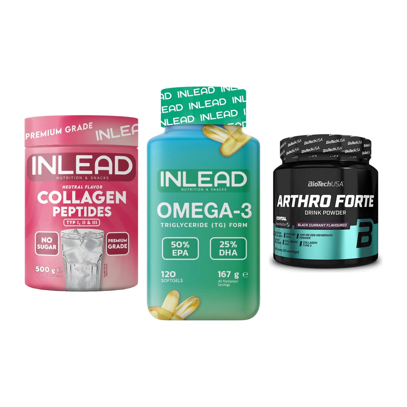 Gelenk-Set: INLEAD Collagen + INLEAD Omega-3 + BioTech Arthro – alle enthaltenen Artikel