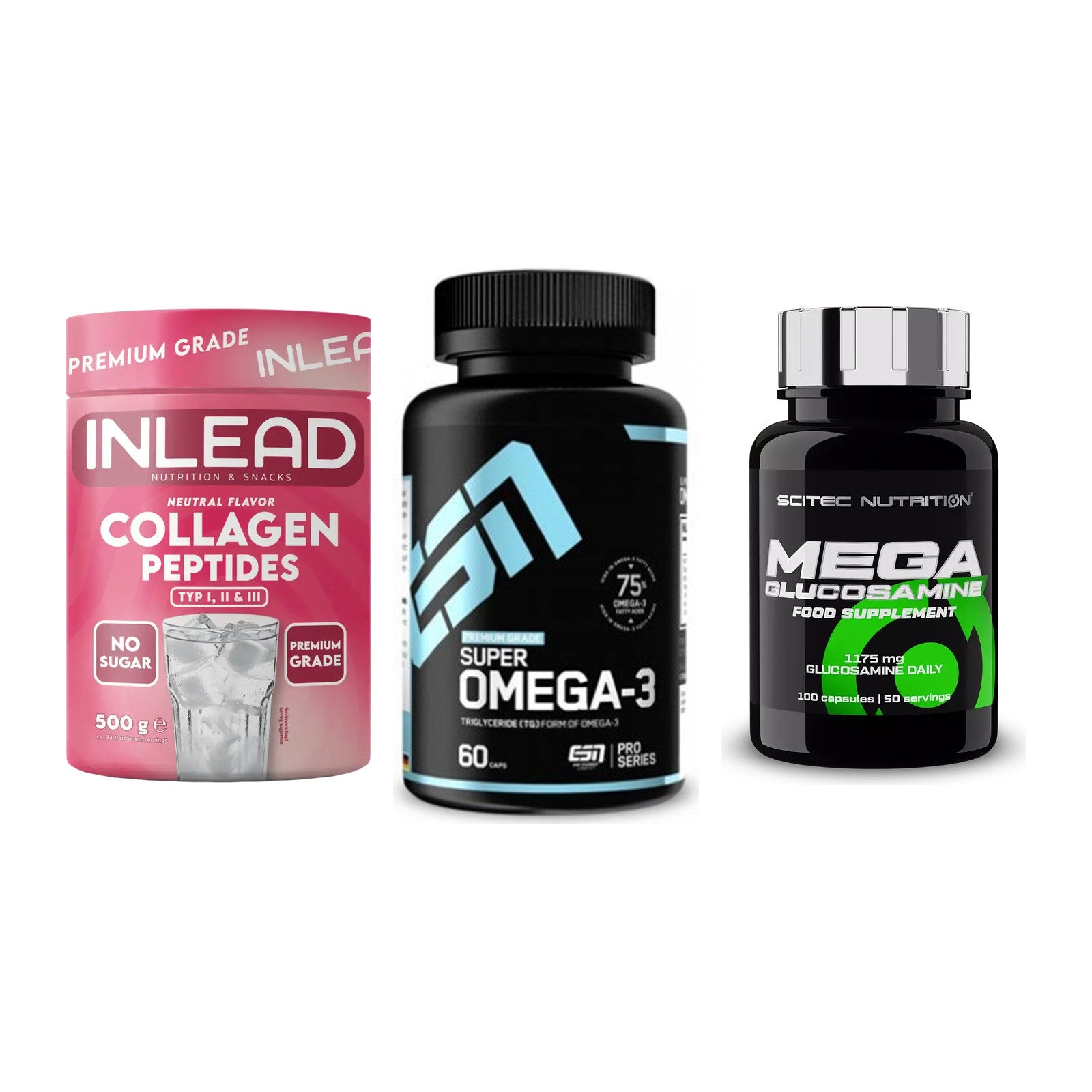 Gelenk-Set: INLEAD Collagen + ESN Omega 3 + Scitec Mega – alle enthaltenen Artikel