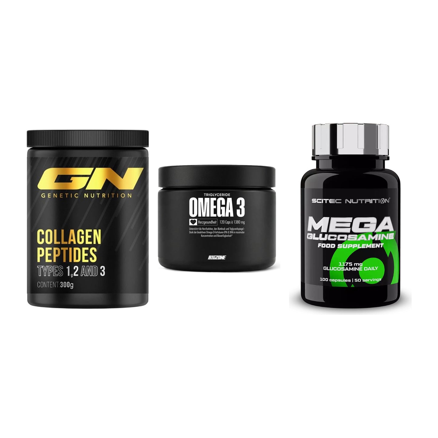 Gelenk-Set: GN Peptan + Big Zone Omega 3 + Scitec Mega – alle enthaltenen Artikel