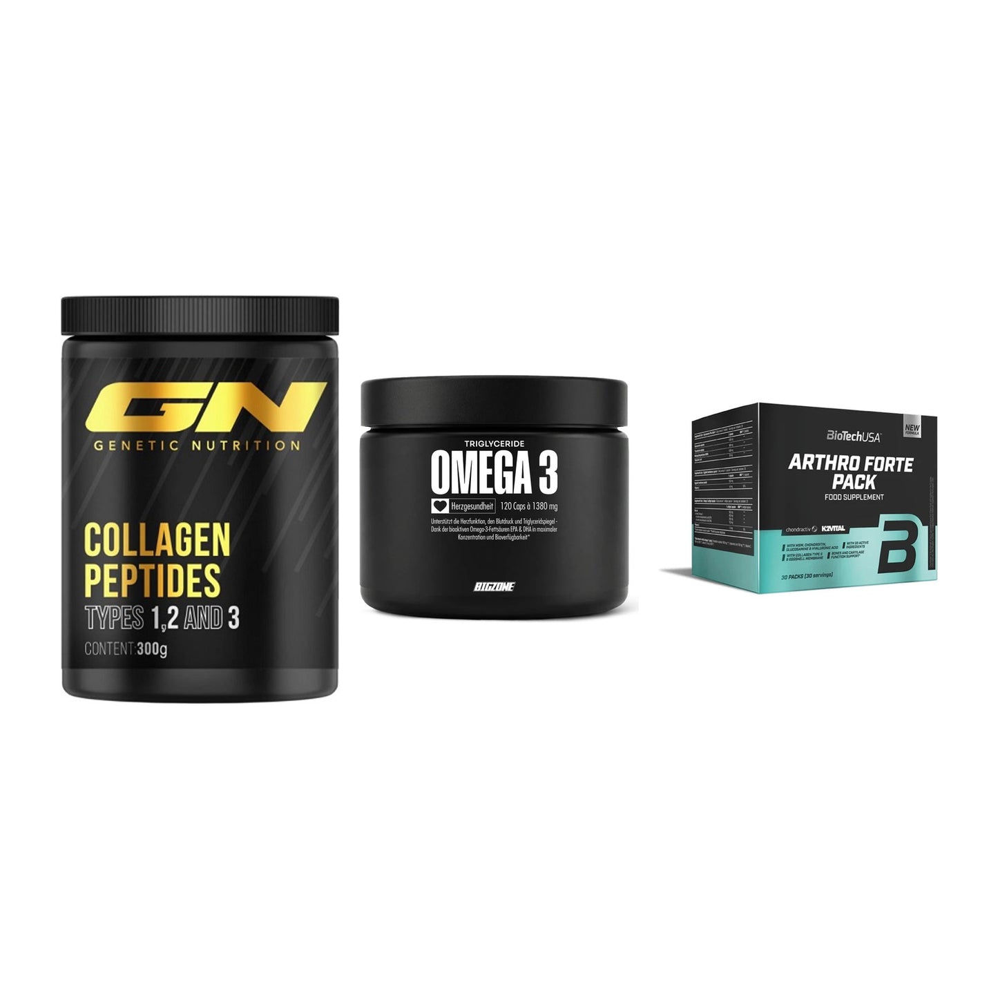 Gelenk-Set: GN Peptan + Big Zone Omega 3 + BioTech Arthro – alle enthaltenen Artikel