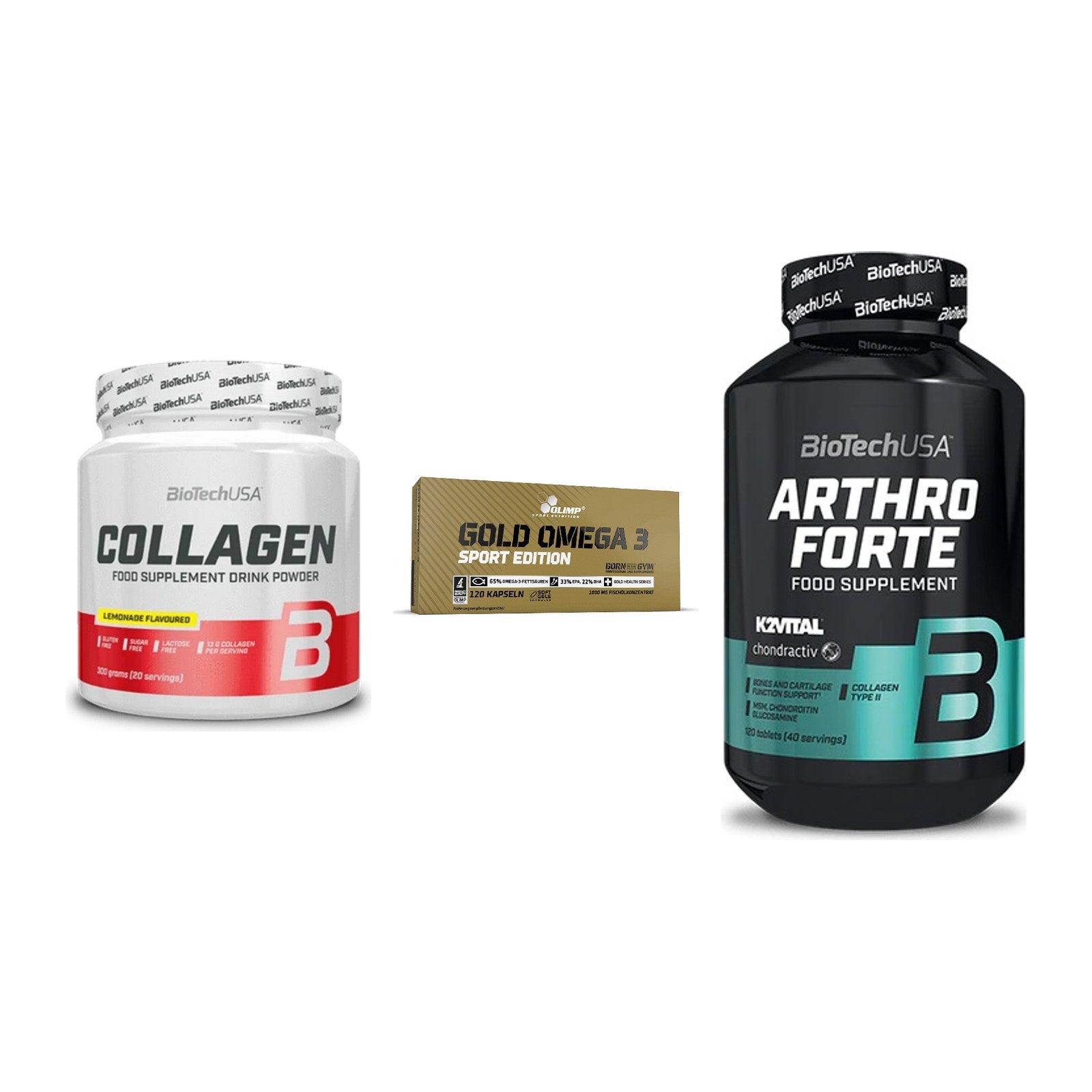 Gelenk-Set: BioTech Collagen + Olimp Omega 3 + BioTech Arthro – alle enthaltenen Artikel