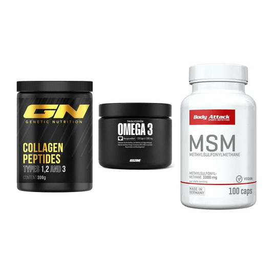 Gelenk-Set: GN Peptan + Big Zone Omega 3 + Body Attack MSM – alle enthaltenen Artikel