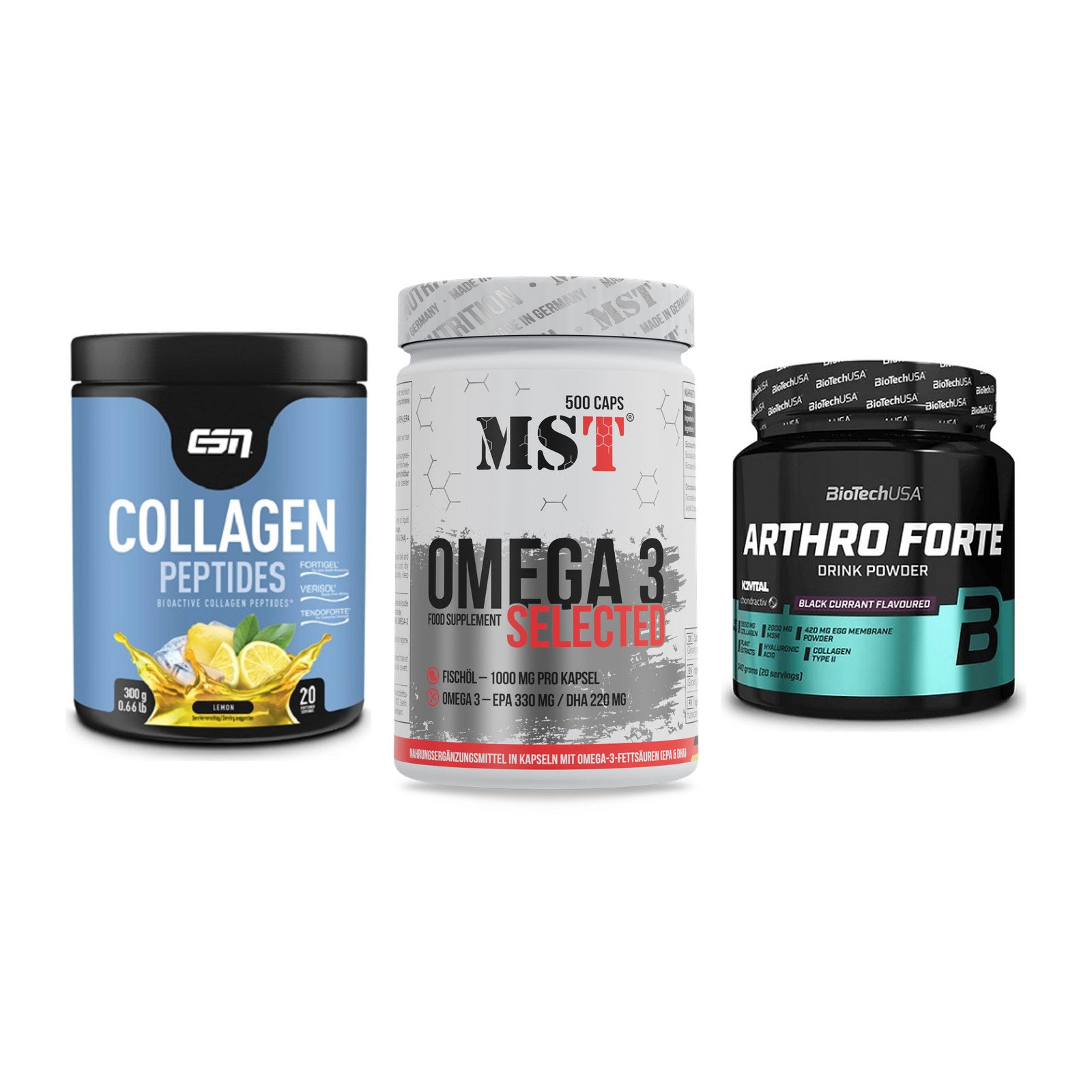 Gelenk-Set: ESN Collagen + MST Omega 3 + BioTech Arthro – alle enthaltenen Artikel