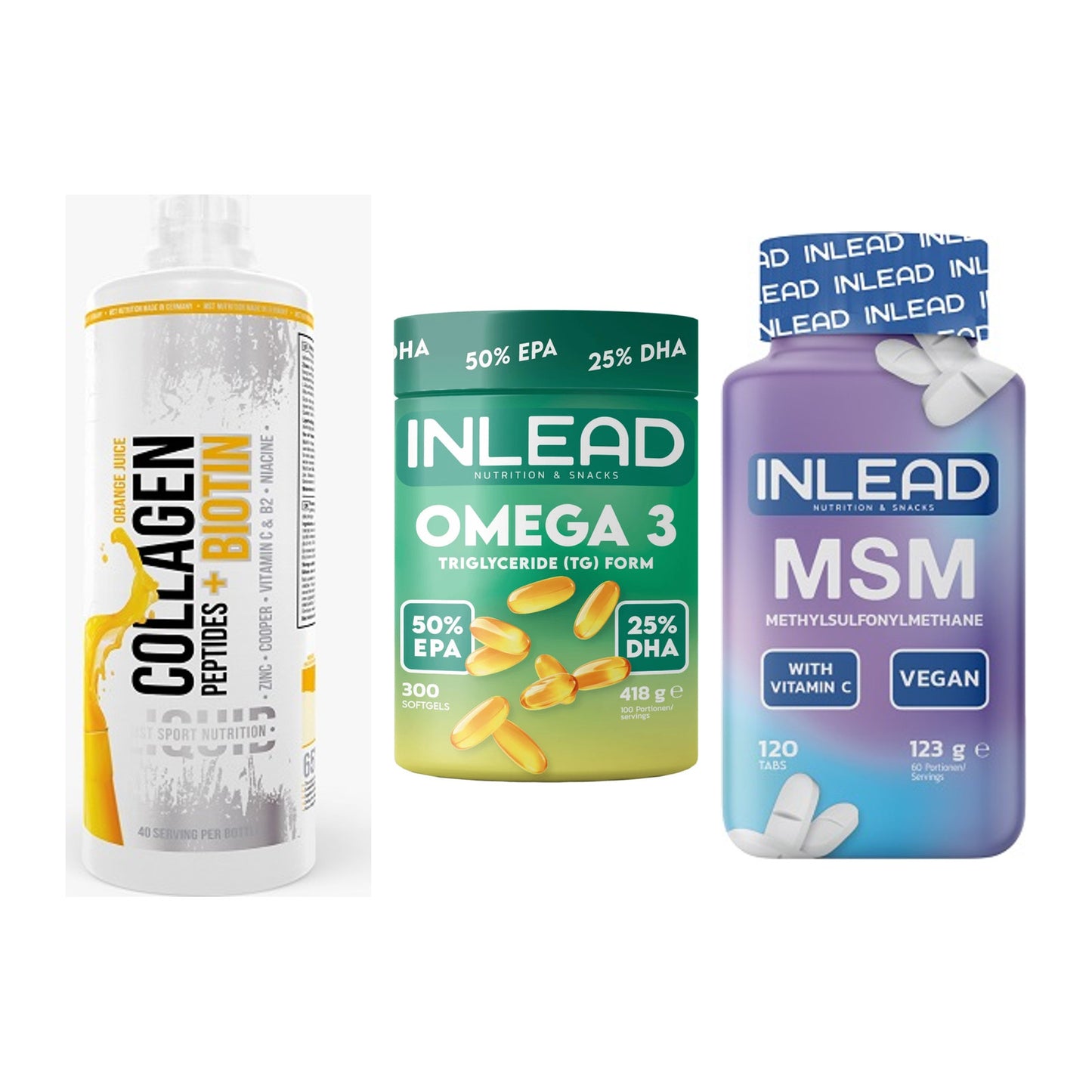 Gelenk-Set: MST Collagen + INLEAD Omega-3 + INLEAD MSM – alle enthaltenen Artikel