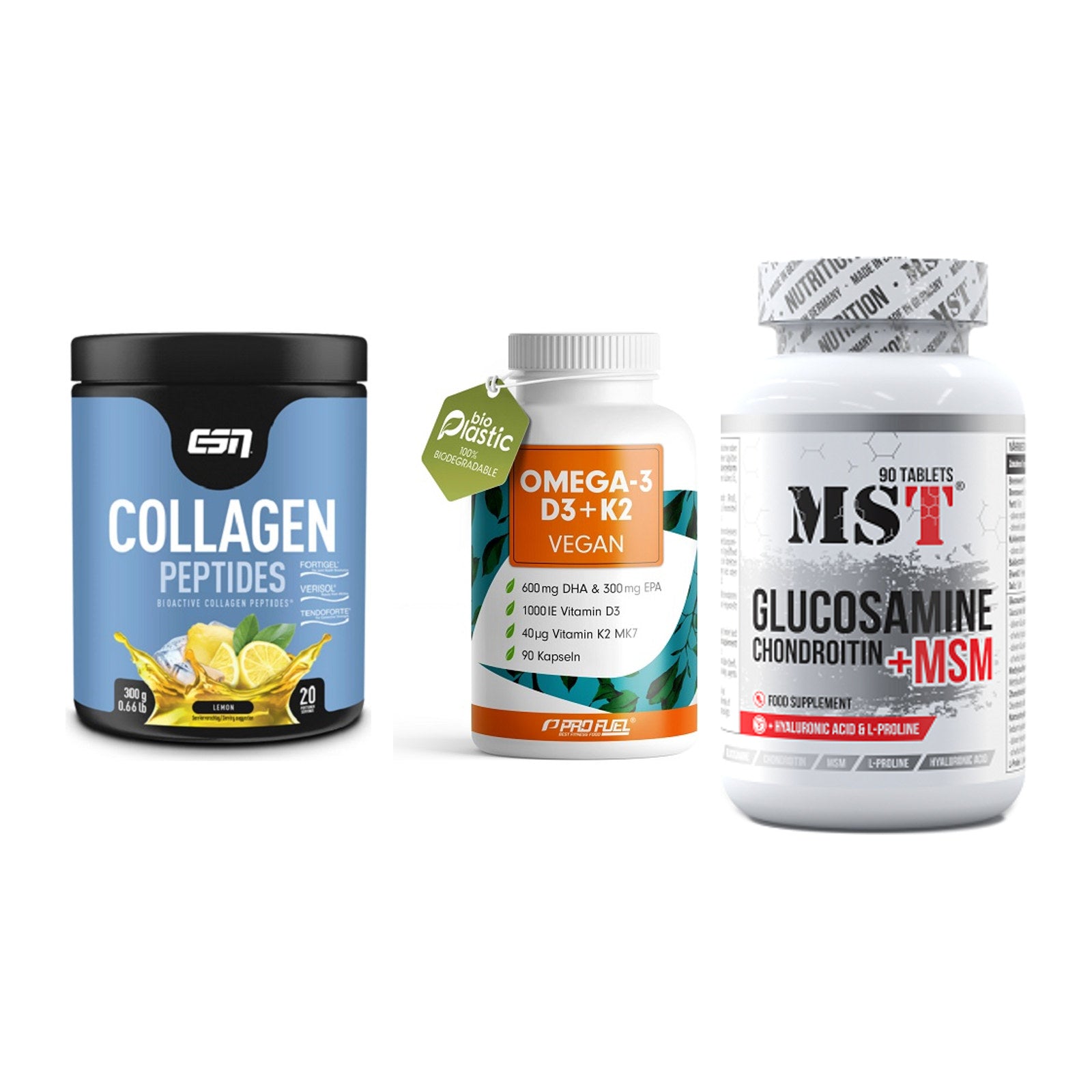 Gelenk-Set: ESN Collagen + ProFuel Omega 3 + MST Glucosamine – alle enthaltenen Artikel