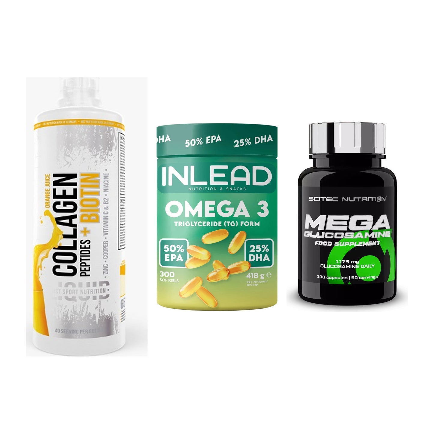 Gelenk-Set: MST Collagen + INLEAD Omega-3 + Scitec Mega – alle enthaltenen Artikel