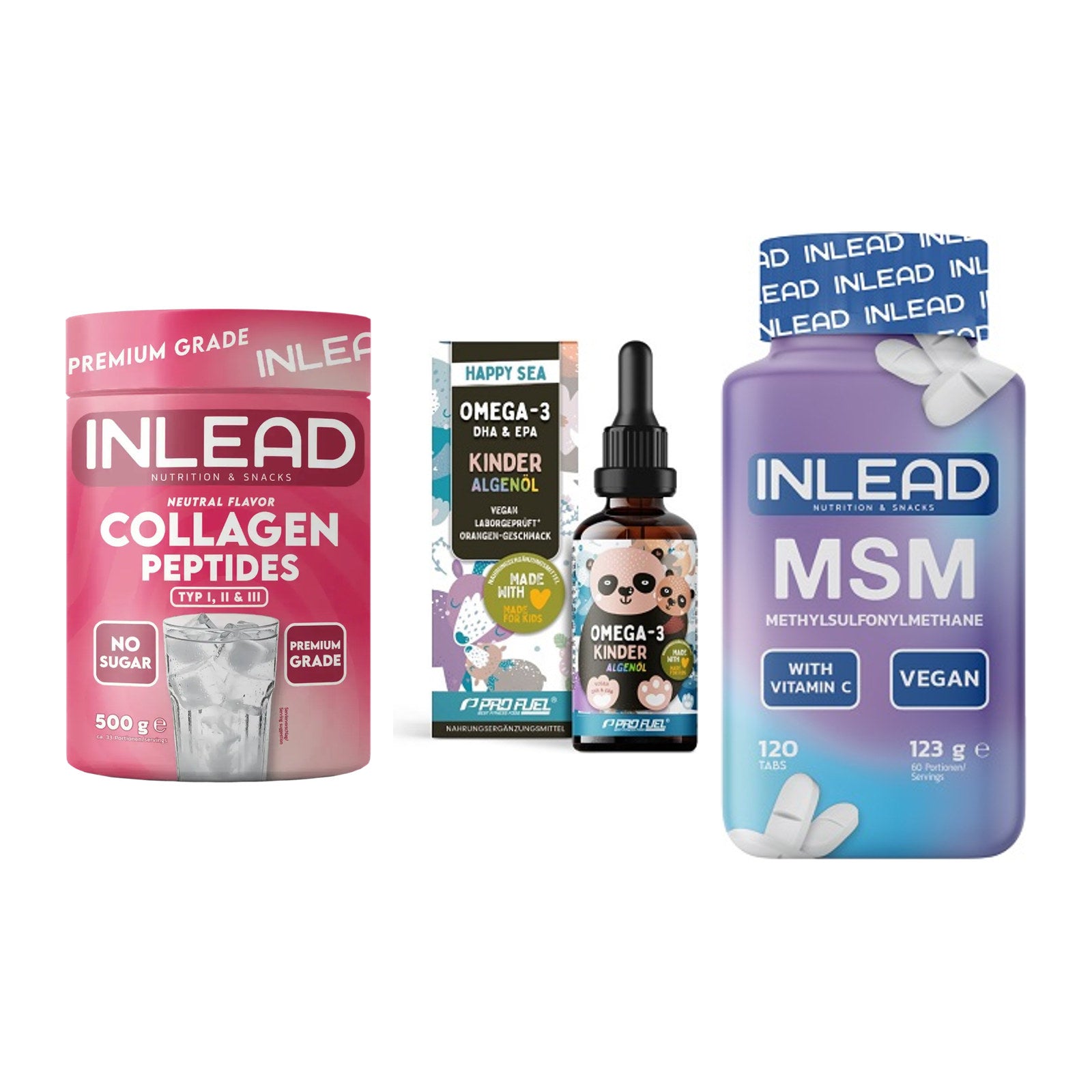 Gelenk-Set: INLEAD Collagen + ProFuel OMEGA-3 + INLEAD MSM – alle enthaltenen Artikel