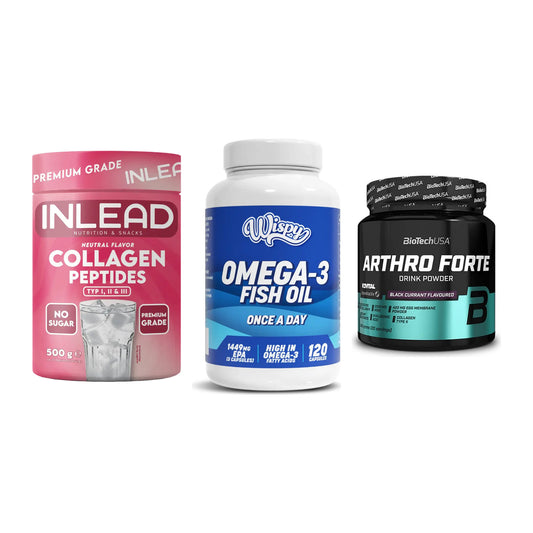 Gelenk-Set: INLEAD Collagen + Wispy Omega 3 + BioTech Arthro – alle enthaltenen Artikel