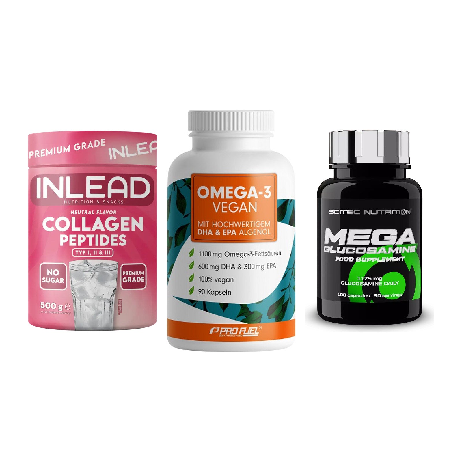 Gelenk-Set: INLEAD Collagen + ProFuel Omega 3 + Scitec Mega – alle enthaltenen Artikel