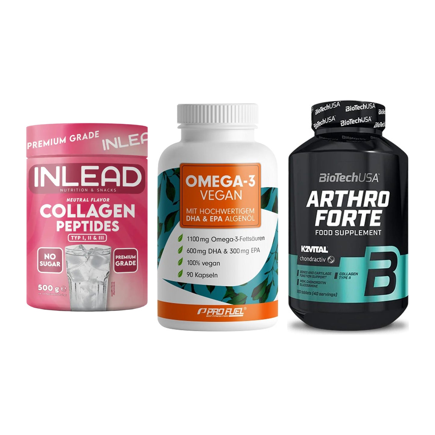 Gelenk-Set: INLEAD Collagen + ProFuel Omega 3 + BioTech Arthro – alle enthaltenen Artikel