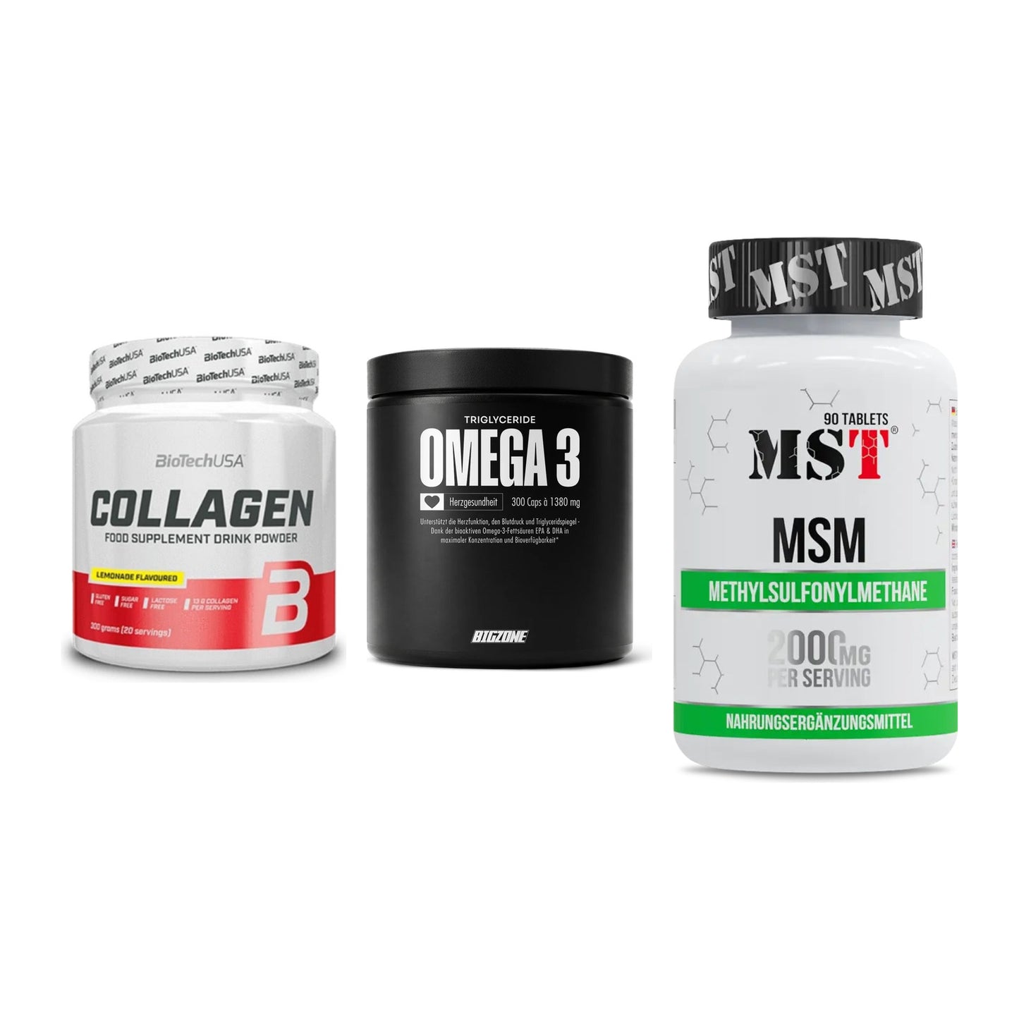Gelenk-Set: BioTech Collagen + Big Zone Omega 3 + MST MSM 2000 / – alle enthaltenen Artikel
