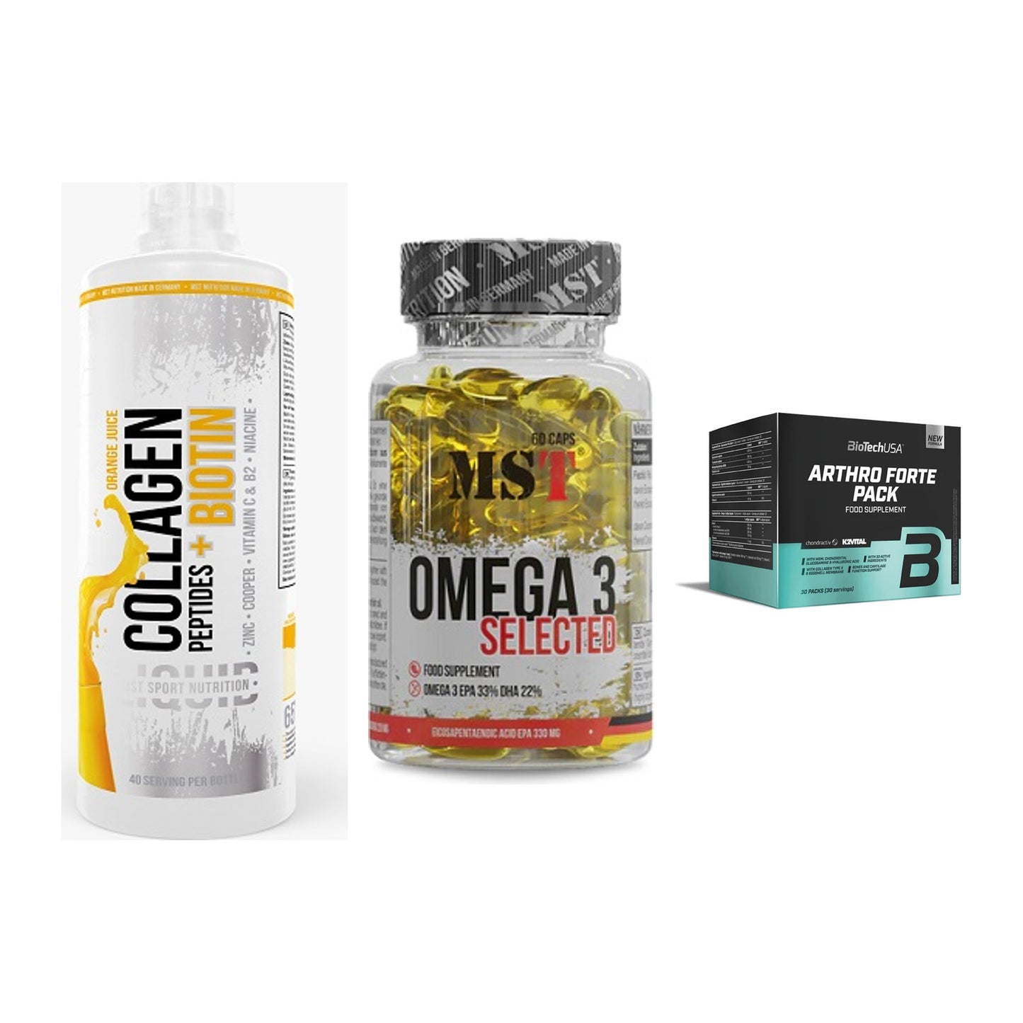 Gelenk-Set: MST Collagen + MST Omega 3 + BioTech Arthro – alle enthaltenen Artikel