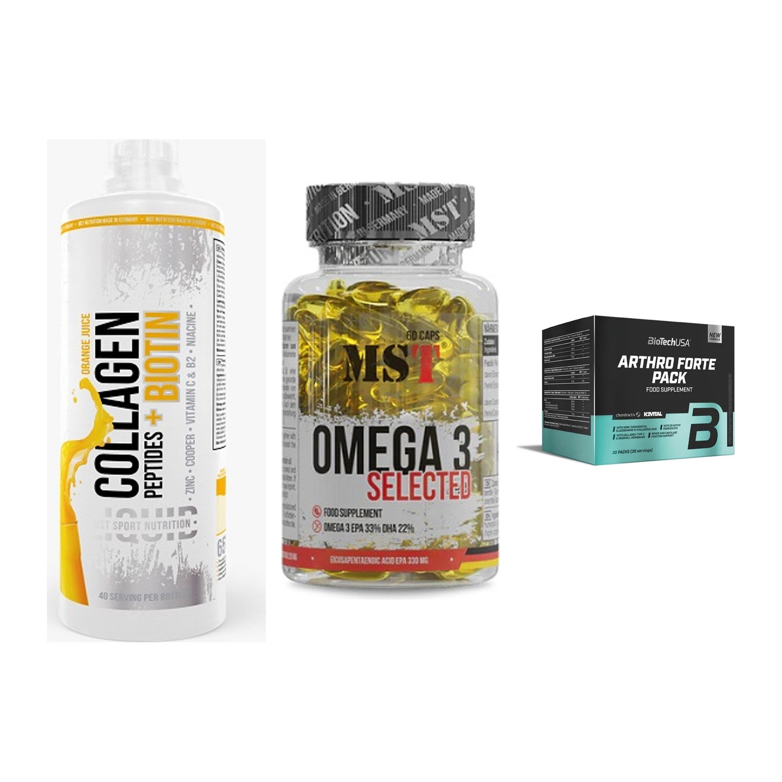 Gelenk-Set: MST Collagen + MST Omega 3 + BioTech Arthro – alle enthaltenen Artikel