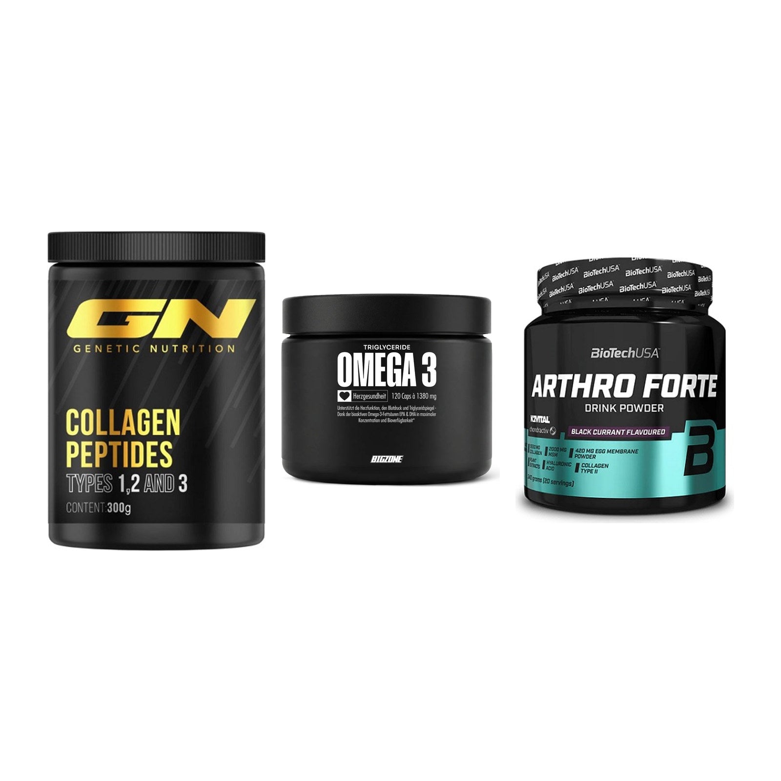 Gelenk-Set: GN Peptan + Big Zone Omega 3 + BioTech Arthro – alle enthaltenen Artikel