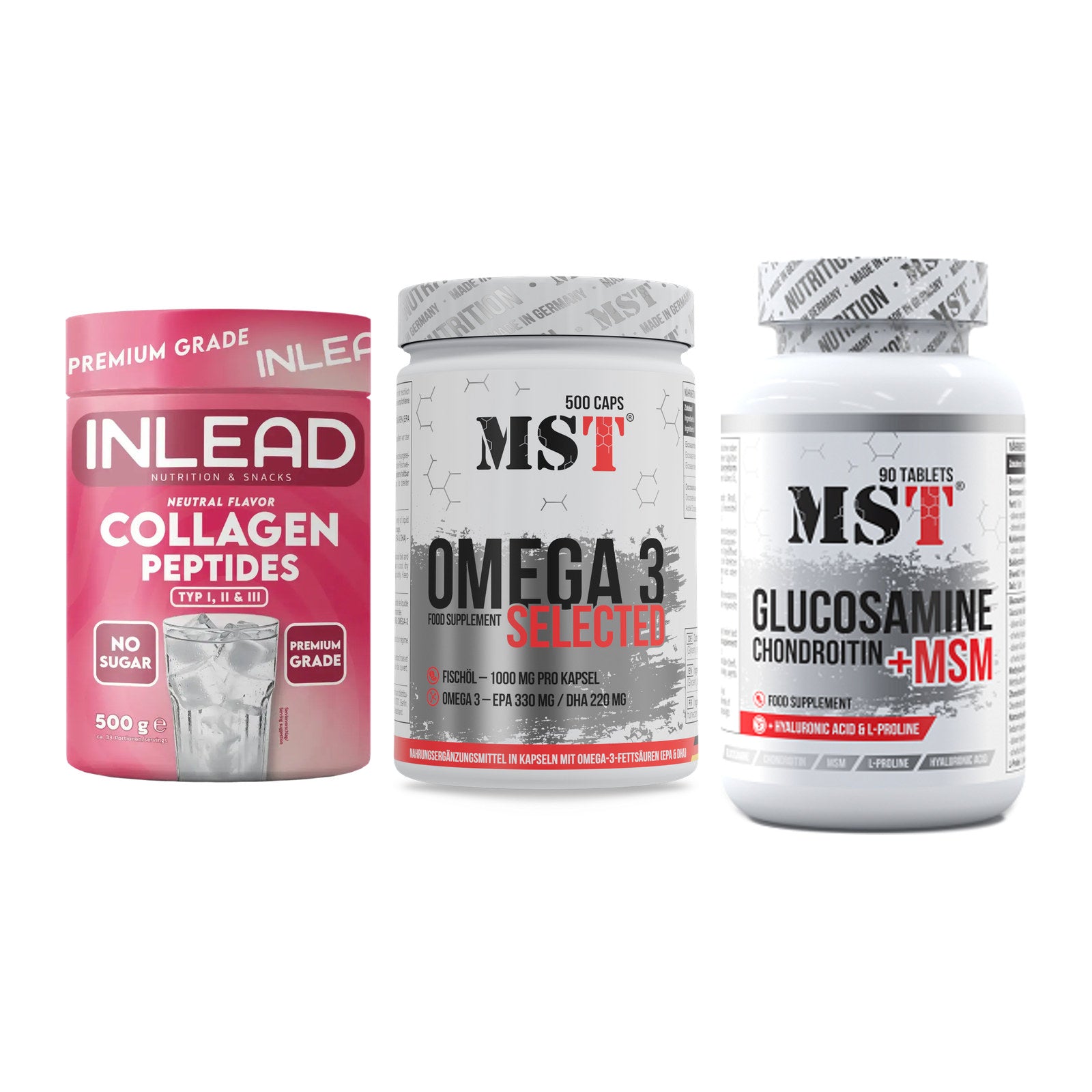 Gelenk-Set: INLEAD Collagen + MST Omega 3 + MST Glucosamine – alle enthaltenen Artikel