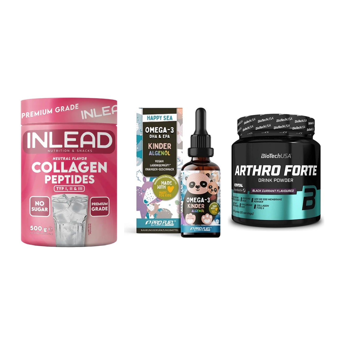 Gelenk-Set: INLEAD Collagen + ProFuel OMEGA-3 + BioTech Arthro – alle enthaltenen Artikel