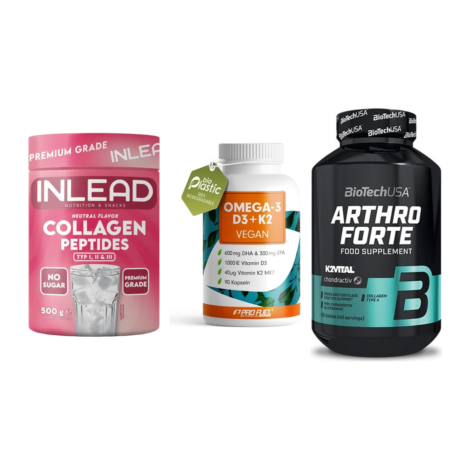 Gelenk-Set: INLEAD Collagen + ProFuel Omega 3 + BioTech Arthro – alle enthaltenen Artikel