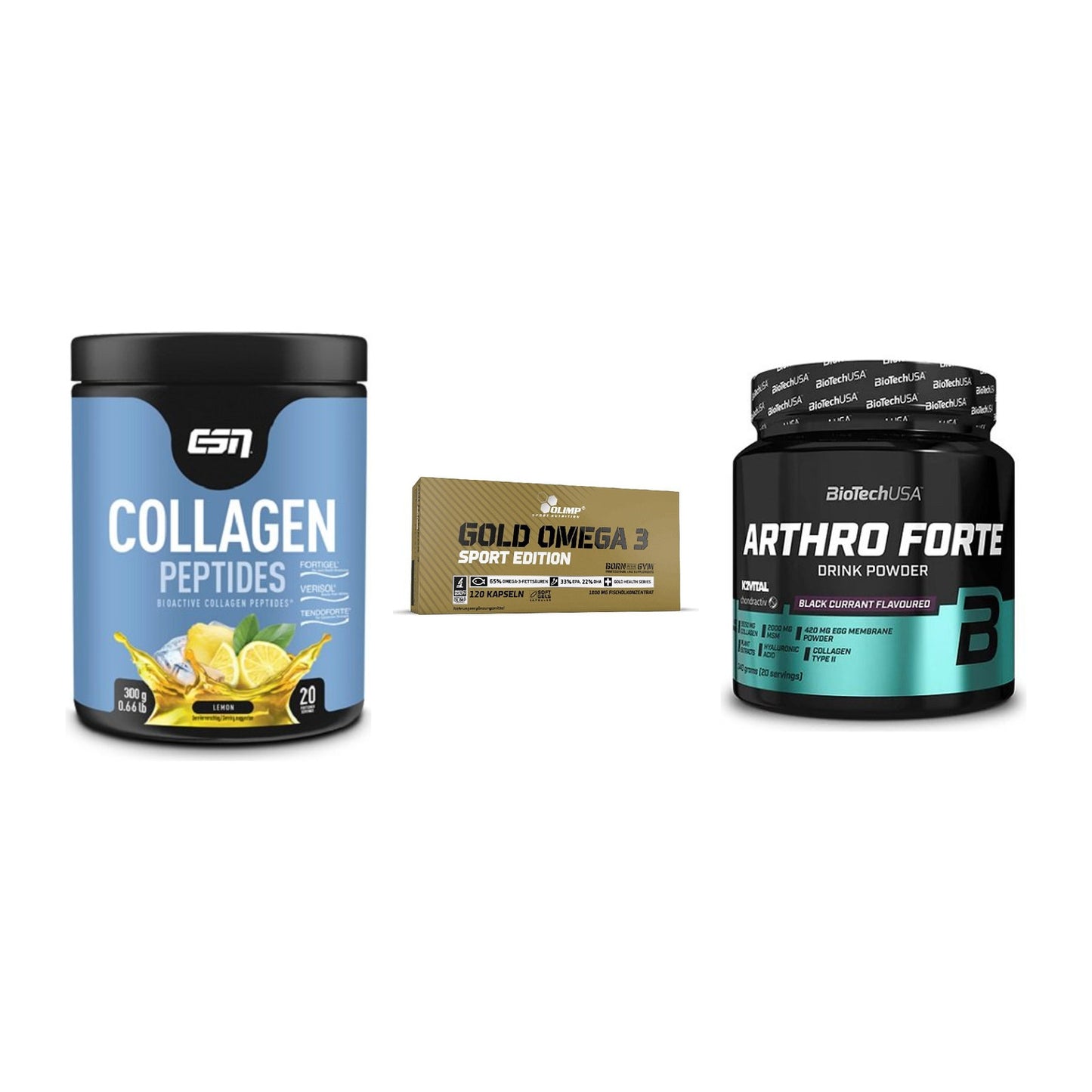Gelenk-Set: ESN Collagen + Olimp Omega 3 + BioTech Arthro – alle enthaltenen Artikel