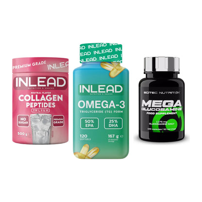 Gelenk-Set: INLEAD Collagen + INLEAD Omega-3 + Scitec Mega – alle enthaltenen Artikel