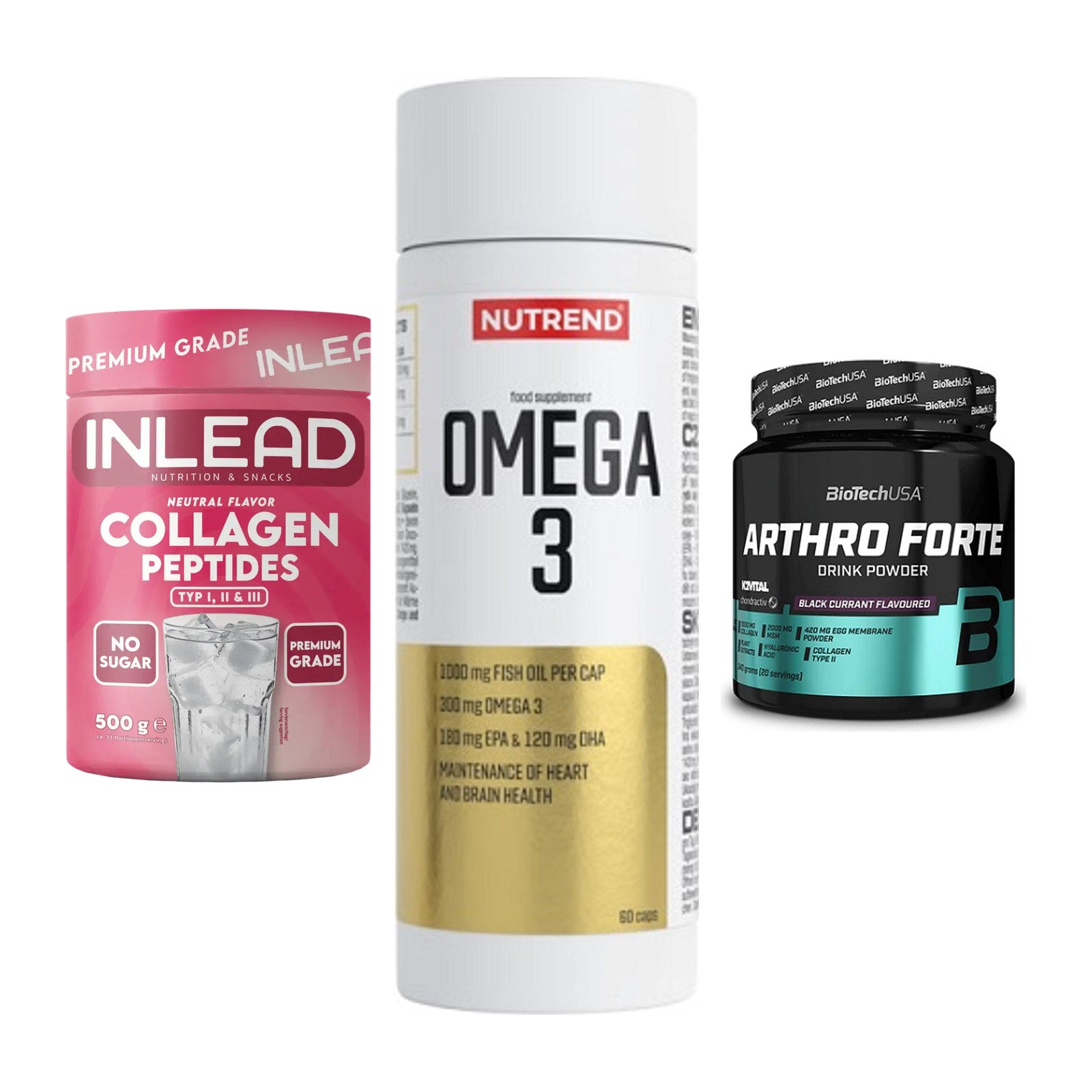 Gelenk-Set: INLEAD Collagen + Nutrend Omega 3 + BioTech Arthro – alle enthaltenen Artikel
