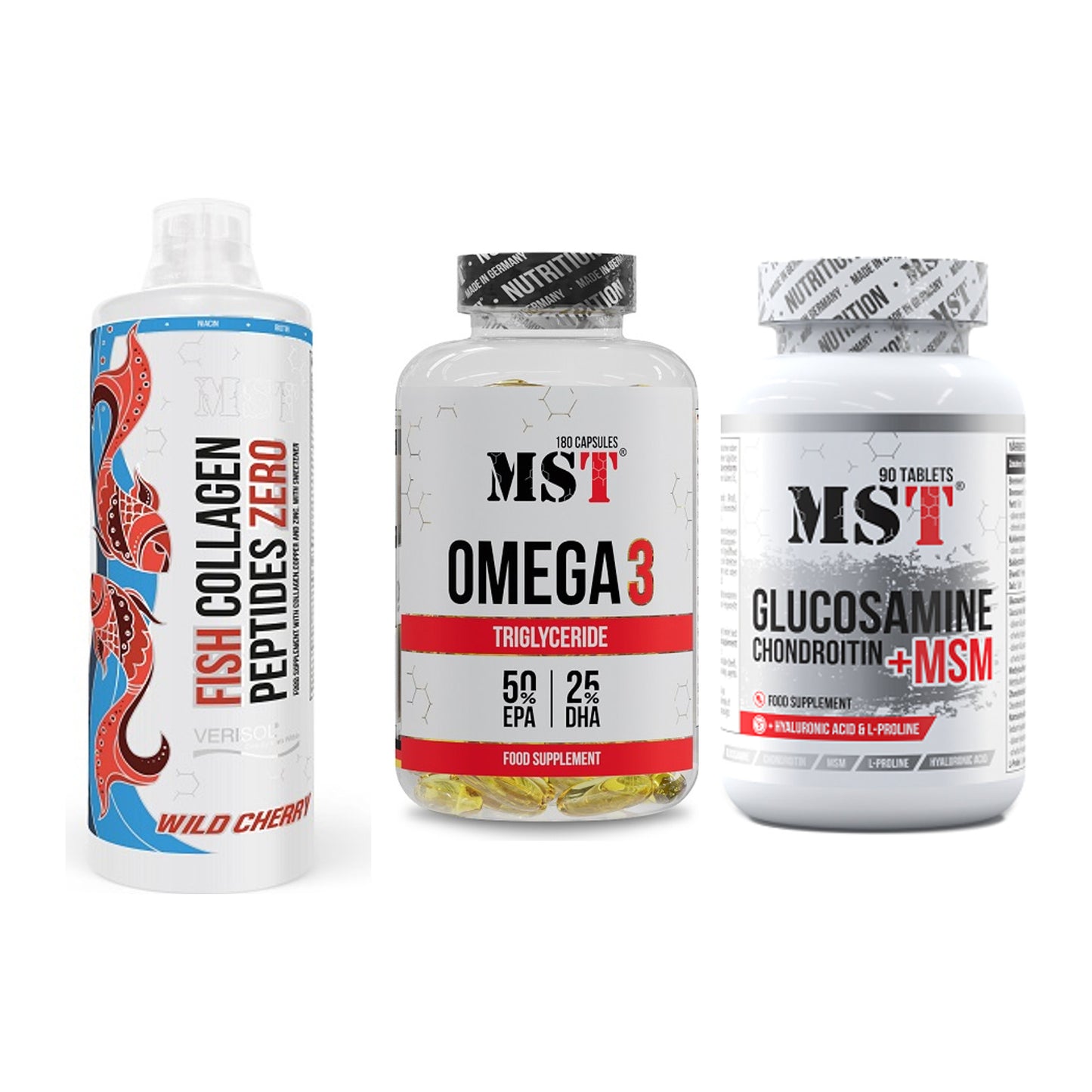 Gelenk-Set: MST Fish Collagen + MST Omega 3 + MST Glucosamine – alle enthaltenen Artikel